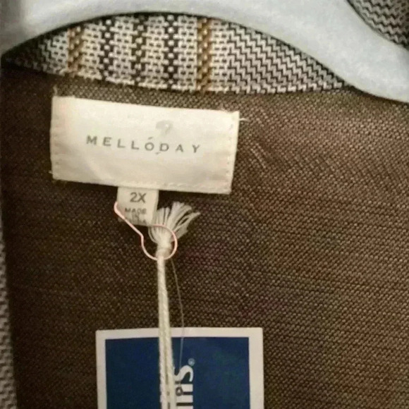 NWT Melloday Plaid Topper Jacket Brown New NWT Nordstrom Size 2X Polyester Rayon - Picture 4 of 7